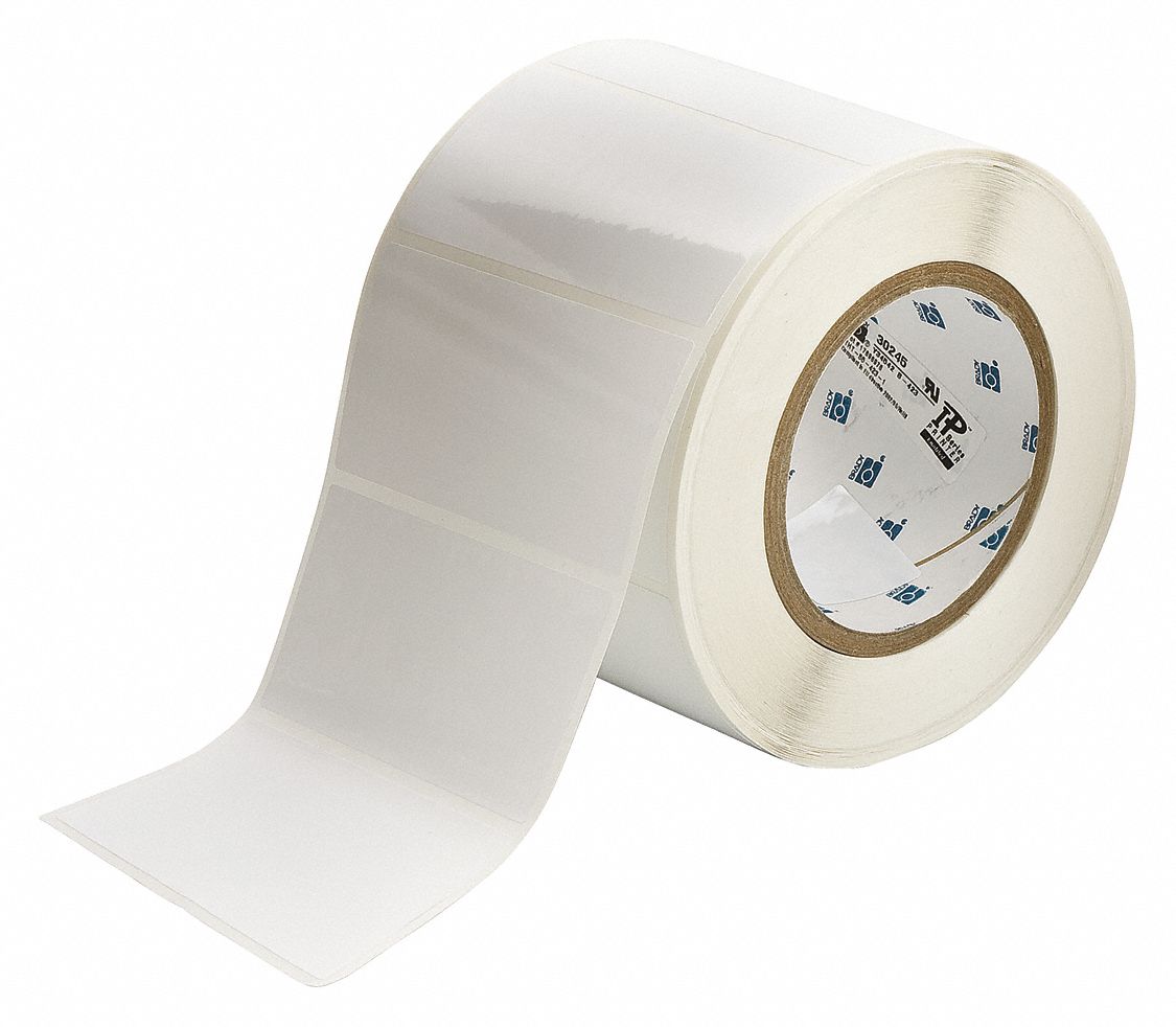 Pre-Cut Label Stock Roll: 2 in x 4 in, Rubber, Aggressive Adhesive/Permanent Adhesive, 1, 000 Labels