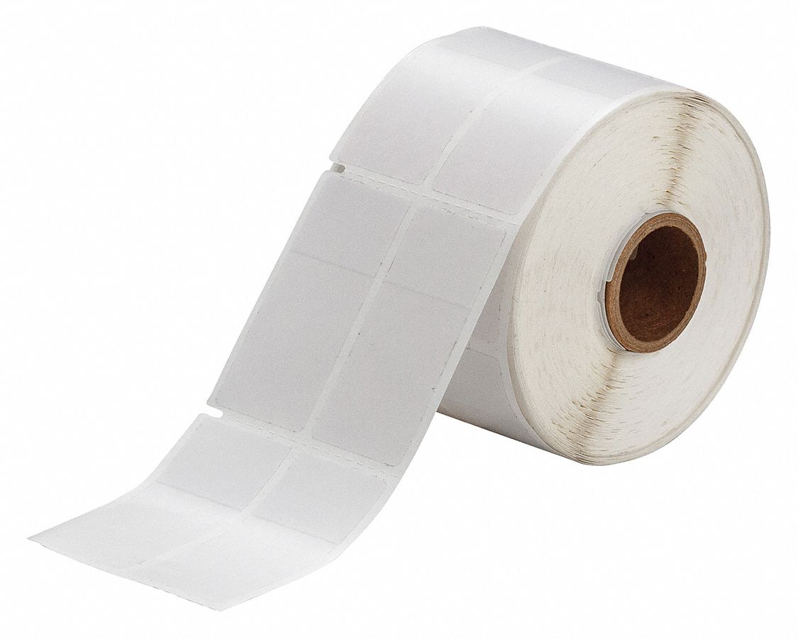 Wraparound Label: 2 1/4 in x 1 in, Vinyl, White (Matte), For 6 AWG to 0 AWG Wire Gauge