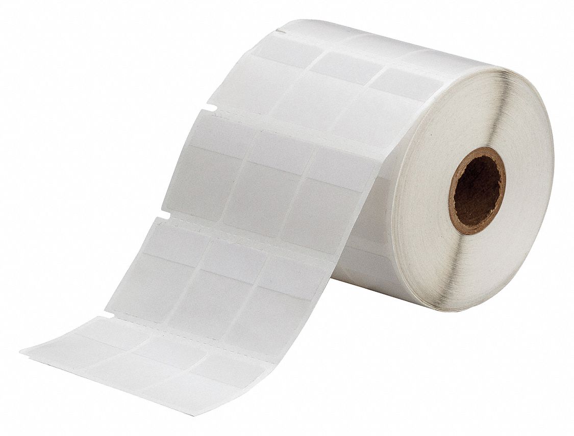 Wraparound Label: 1 7/16 in x 1 in, Vinyl, White (Matte), For 6 AWG to 0 AWG Wire Gauge