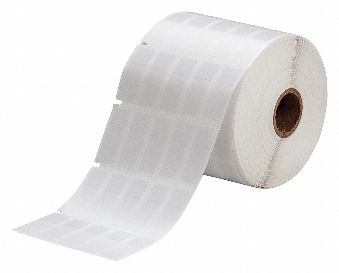 Wraparound Label: 1 7/16 in x 1/2 in, Vinyl, White (Matte), For 6 AWG to 0 AWG Wire Gauge