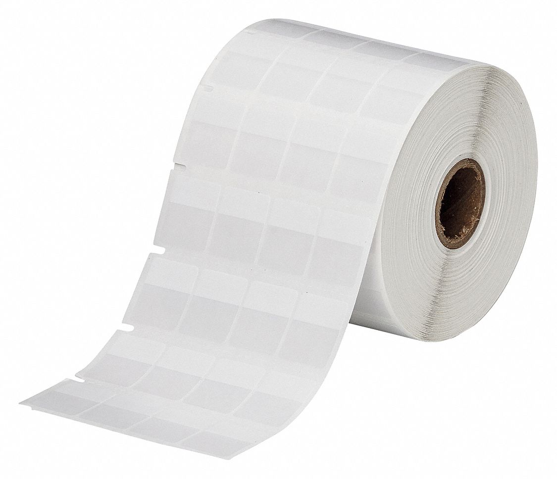 Wraparound Label: 15/16 in x 3/4 in, Vinyl, White (Matte), For 6 AWG to 0 AWG Wire Gauge