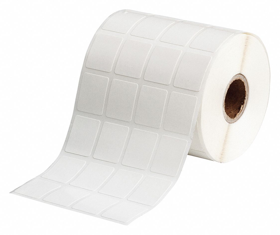 Wraparound Label: 15/16 in x 3/4 in, Vinyl, Black on White, For 6 AWG to 20 AWG Wire Gauge