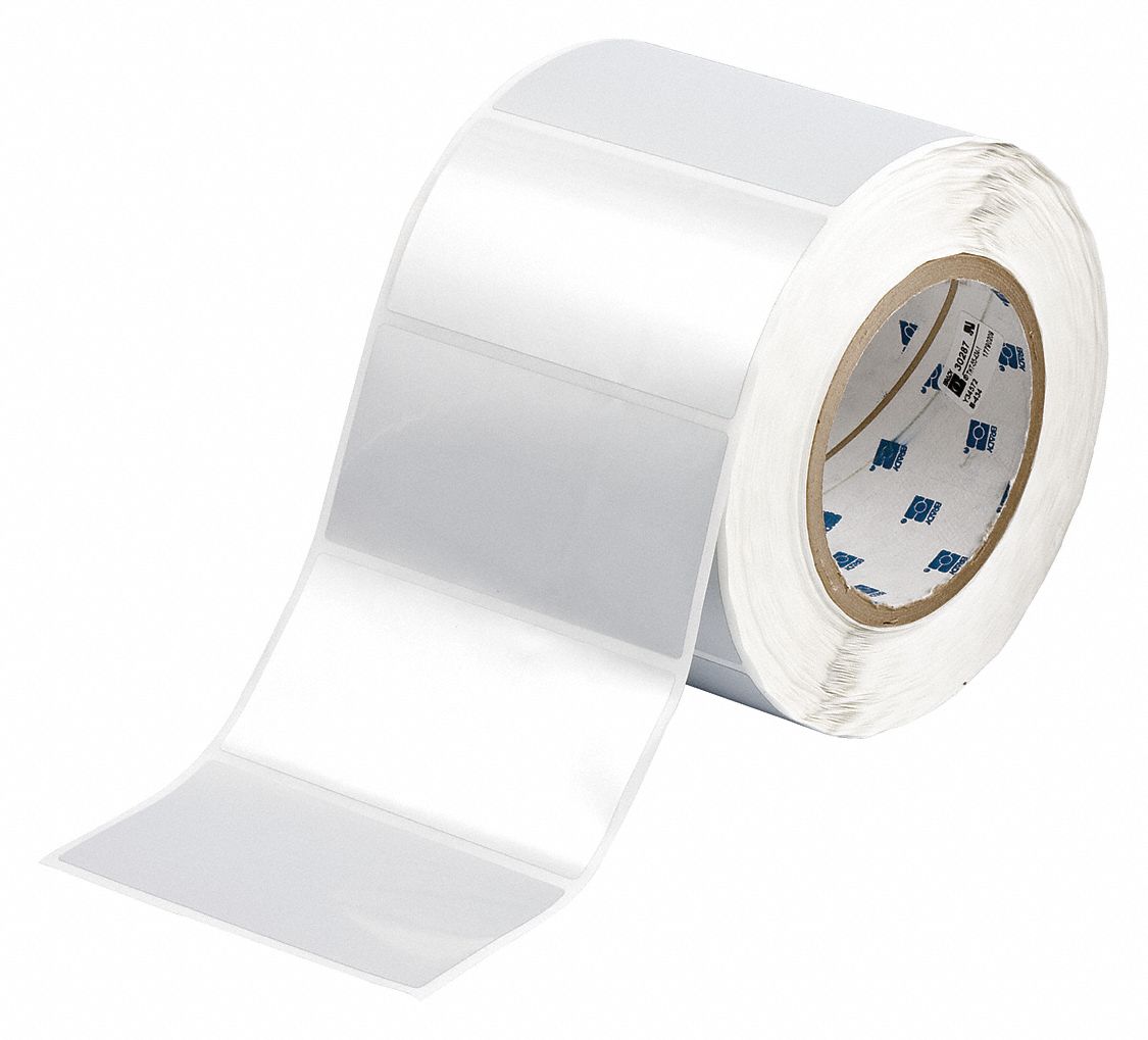 Pre-Cut Label Stock Roll: 2 in x 4 in, Acrylic, Permanent Adhesive, 1, 000 Labels, Permanent