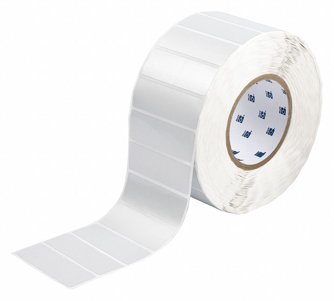 Pre-Cut Label Stock Roll: 1 in x 3 in, Acrylic, Permanent Adhesive, 3, 000 Labels, Permanent