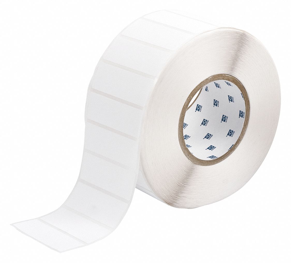 Pre-Cut Label Stock Roll: 1 in x 3 in, Rubber, Aggressive Adhesive/Permanent Adhesive, 3, 000 Labels
