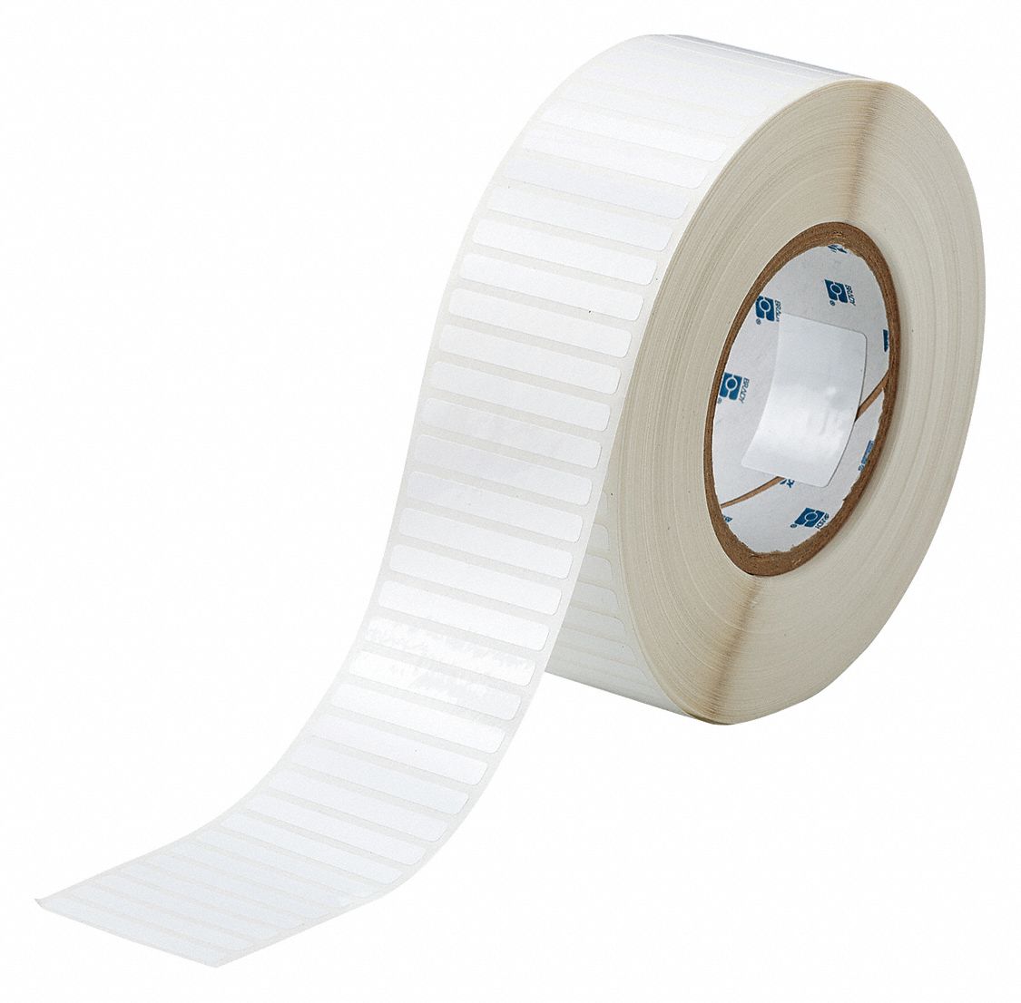 Pre-Cut Label Stock Roll: 1/4 in x 2 in, 1/4 in, Polyester, White (Gloss), 10, 000 Labels per Roll