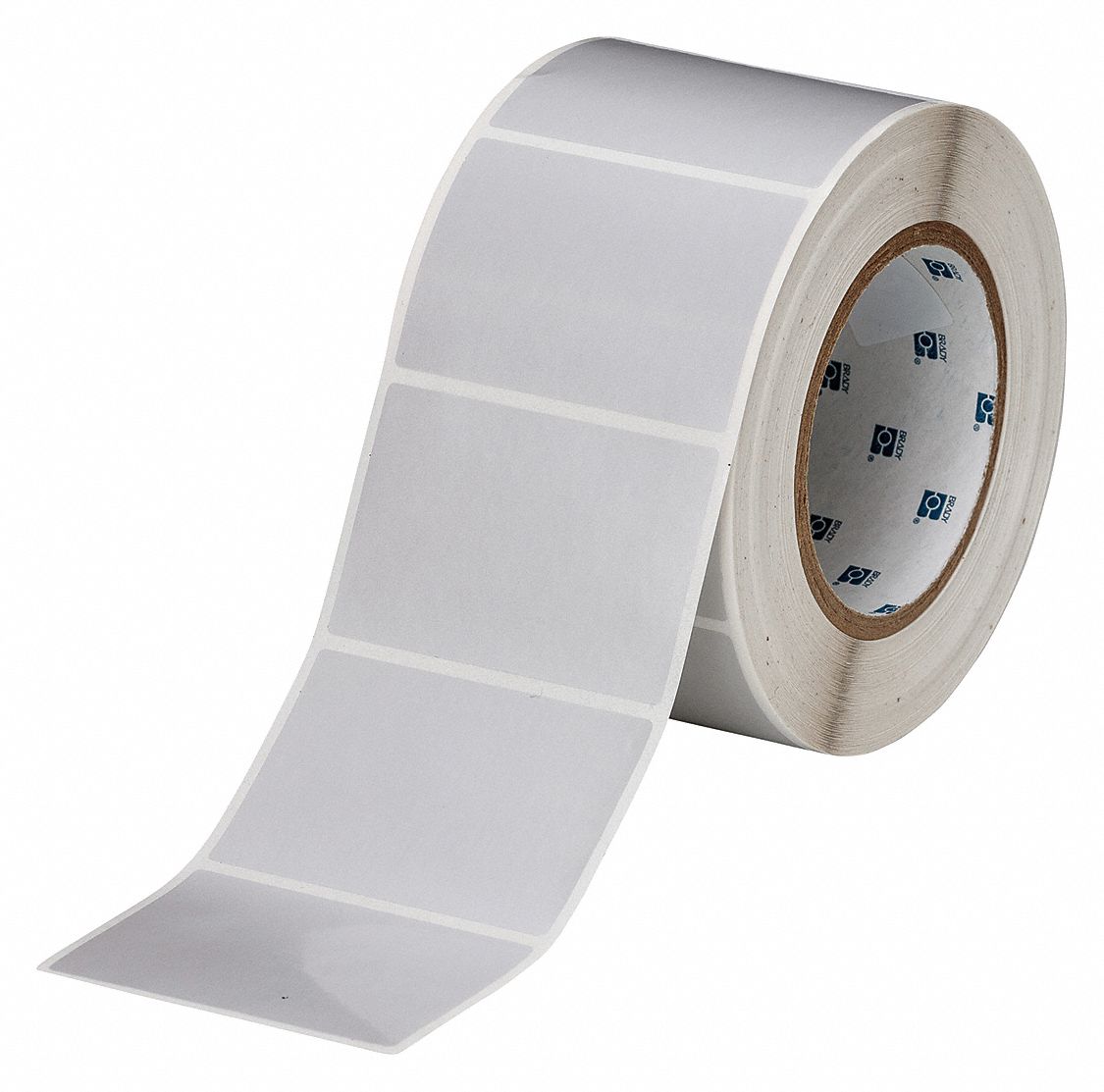 Pre-Cut Label Stock Roll: 2 in x 3 in, 2 in, Polyester, Gray, 1, 000 Labels per Roll