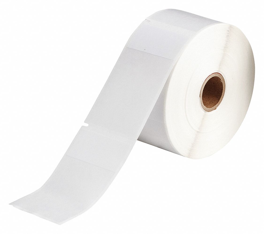 Wraparound Label: 3 3/4 in x 2 in, Vinyl, White (Matte), For 6 AWG to 0 AWG Wire Gauge