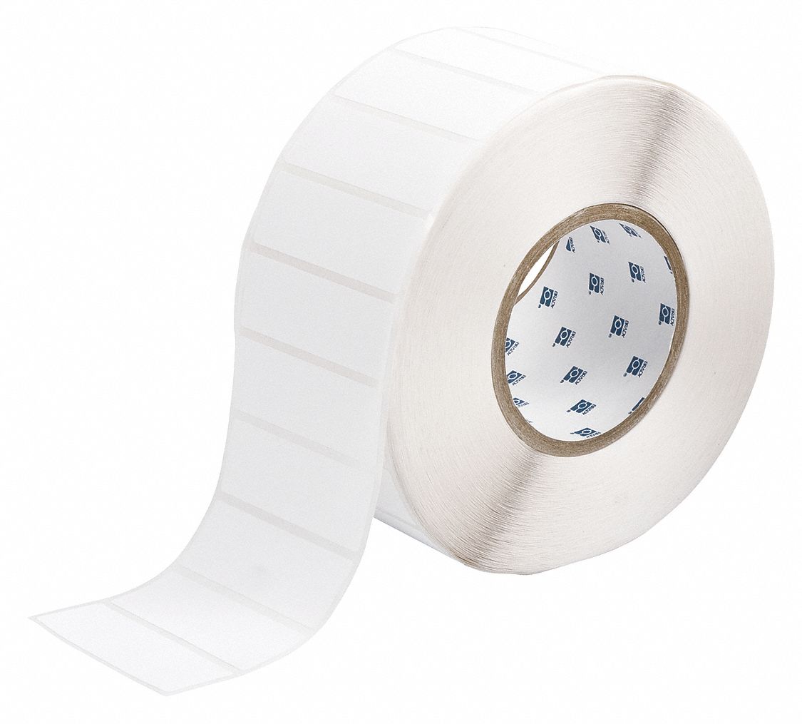 Pre-Cut Label Stock Roll: 1 in x 3 in, Rubber, Aggressive Adhesive/Permanent Adhesive, 3, 000 Labels