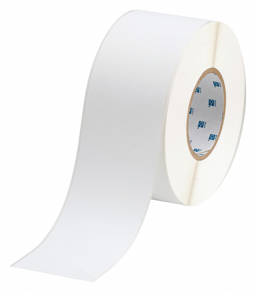 Continuous Label Stock: 3 in x 300 ft, Polyester, White (Matte), Indoor
