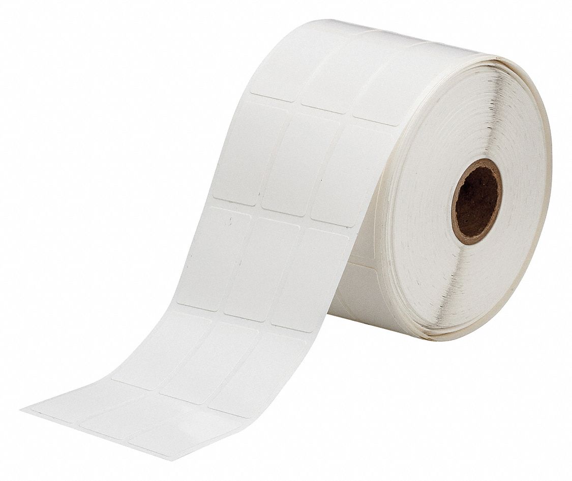 Wraparound Label: 1 7/16 in x 13/16 in, Vinyl, Black on White, For 6 AWG to 0 AWG Wire Gauge