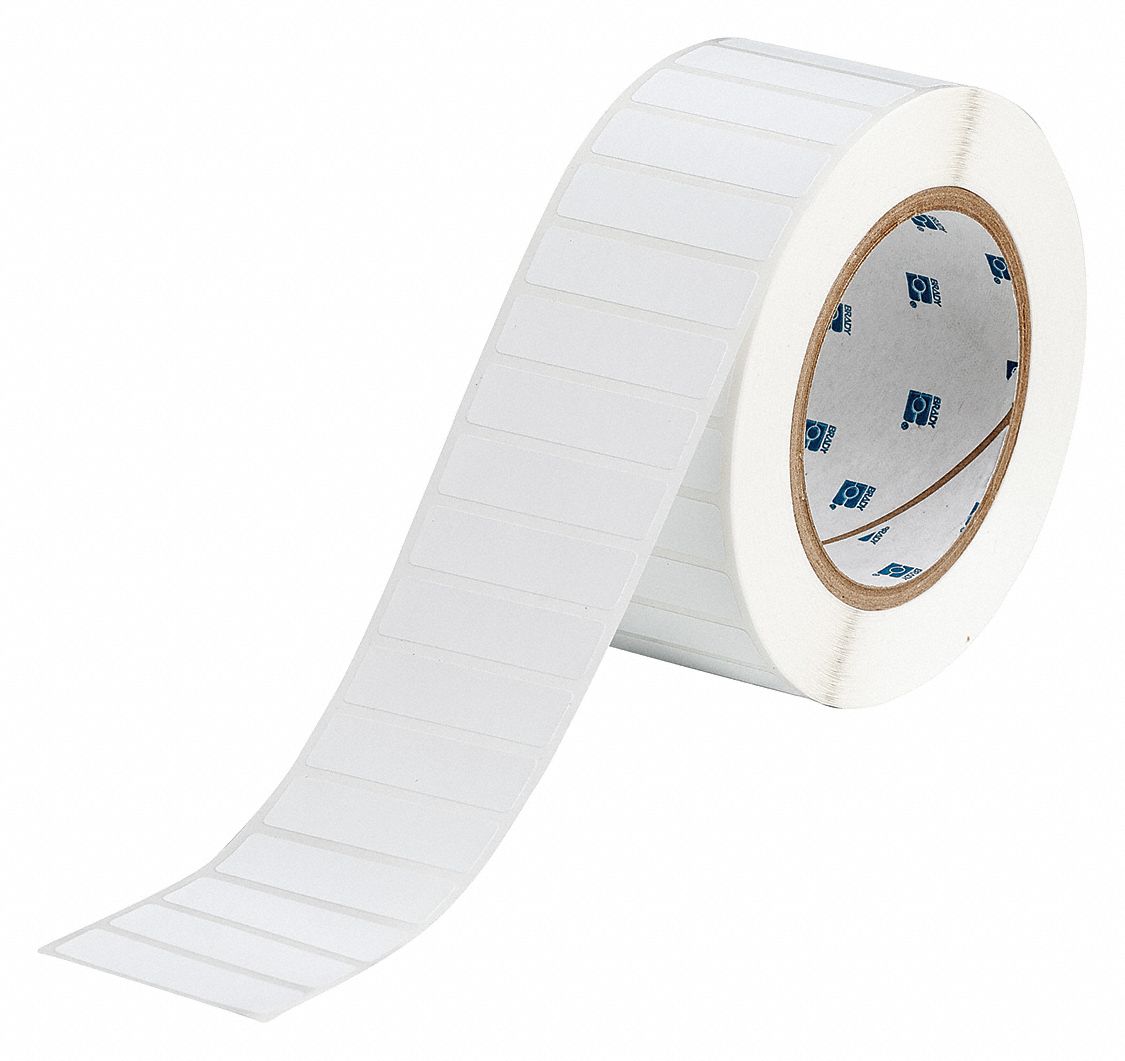 Pre-Cut Label Stock Roll: Tamper Indicating, 1/2 in x 2 in, 1/2 in, White (Matte)