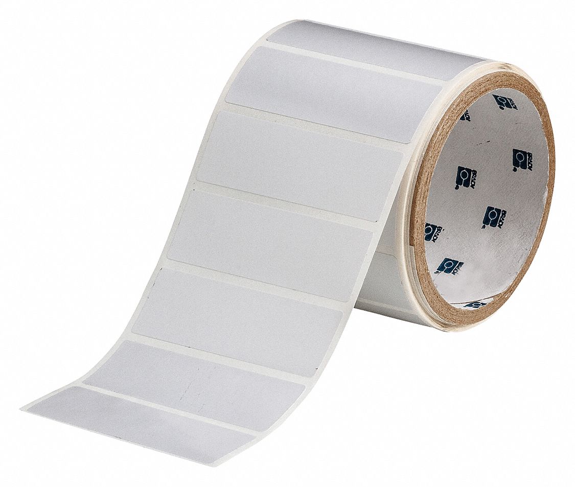 PRECUT LABEL ROLL, 1 IN X 3 IN, 3 13/64 IN, POLYESTER, GREY, 3,000 LABELS PER ROLL