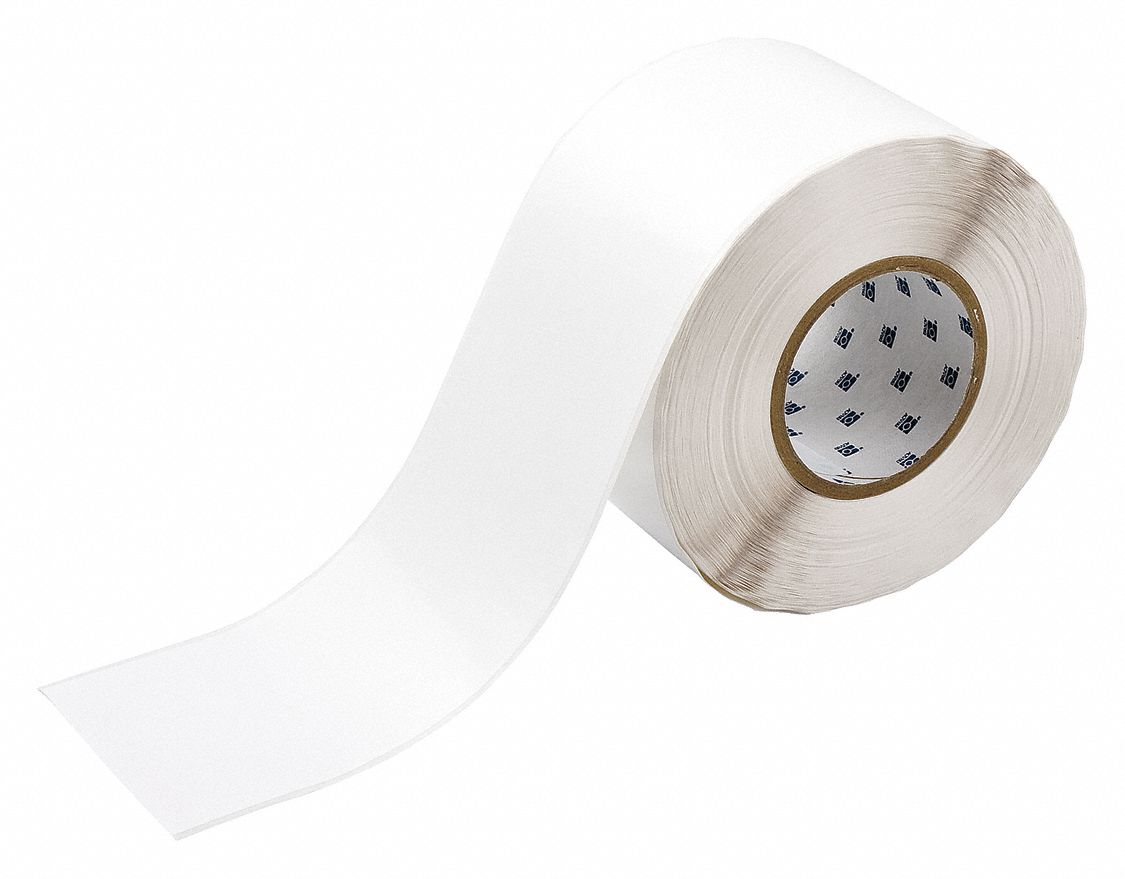 Continuous Label Stock: 4 in x 300 ft, Vinyl, White (Gloss), Outdoor