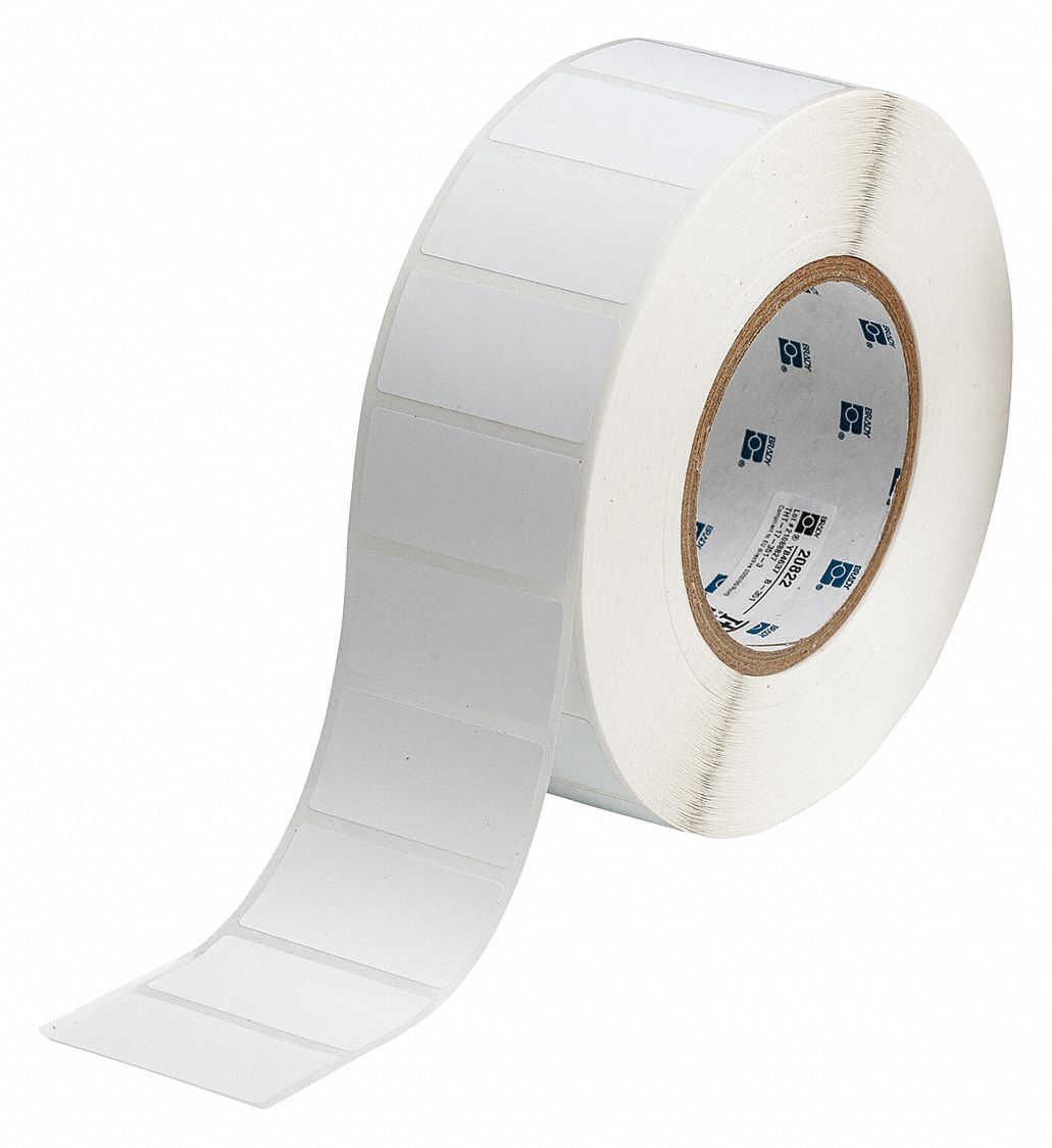 Pre-Cut Label Stock Roll: Tamper Indicating, 1 in x 2 in, 1 in, White (Matte), 3, 000 Labels per Roll