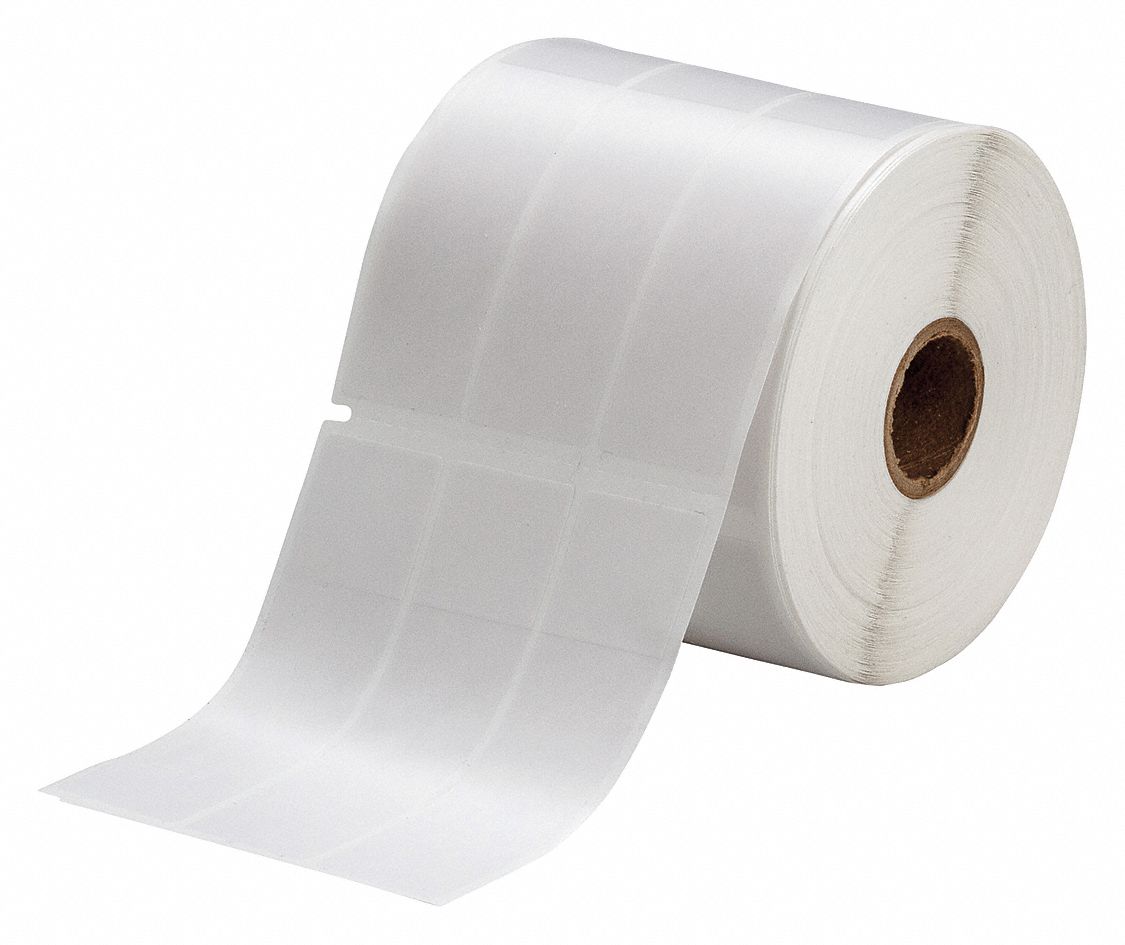 Wraparound Label: 3 3/4 in x 1 in, Vinyl, White (Matte), For 28 AWG to 20 AWG Wire Gauge