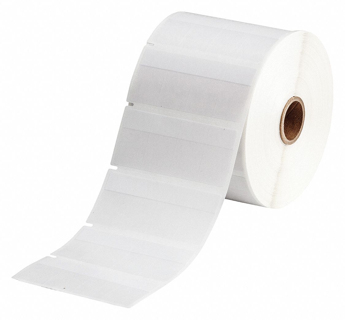 Wraparound Label: 1/2 in x 13/16 in, Vinyl, White (Matte), For 28 AWG to 20 AWG Wire Gauge