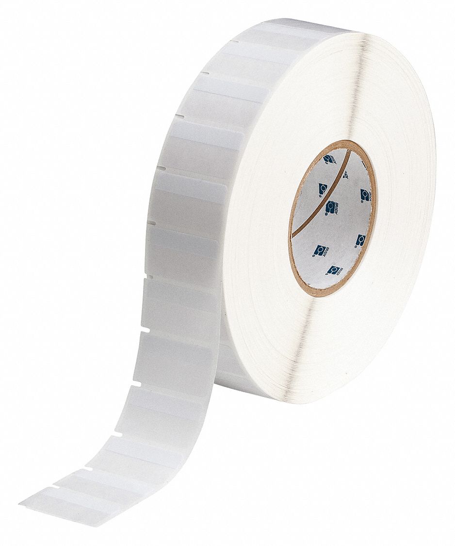 Wraparound Label: 1 in x 1 3/4 in, Vinyl, White (Matte), For 28 AWG to 20 AWG Wire Gauge