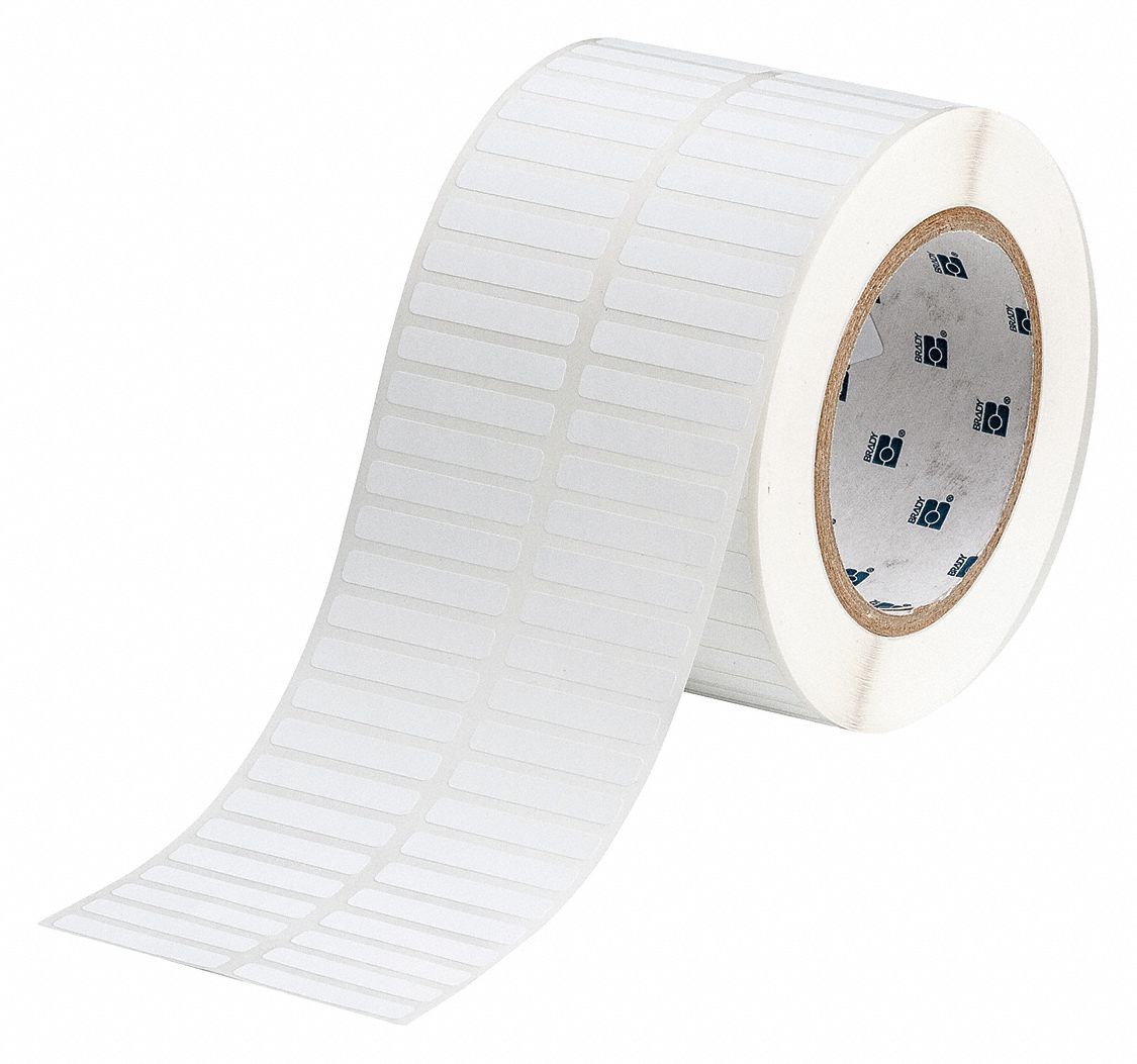 Pre-Cut Label Stock Roll: Tamper Indicating, 1/4 in x 1 1/2 in, 1/4 in, White (Matte)