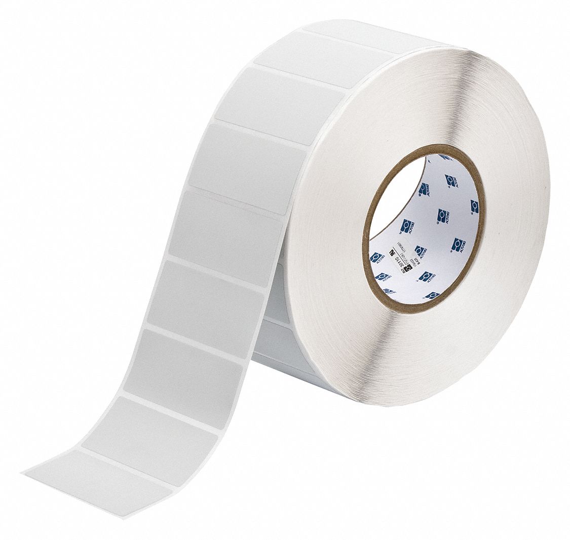 Pre-Cut Label Stock Roll: Tamper Indicating, 1 1/4 in x 2 3/4 in, 1 1/4 in, Silver (Matte)