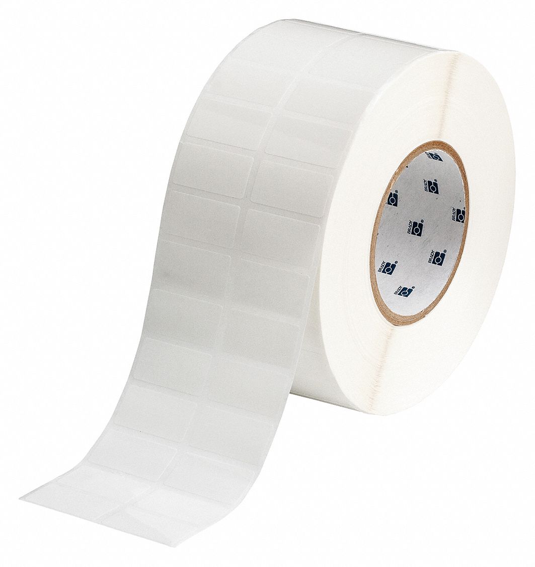 Pre-Cut Label Stock Roll: Tamper Indicating, 3/4 in x 1 1/2 in, 3/4 in, White (Gloss)