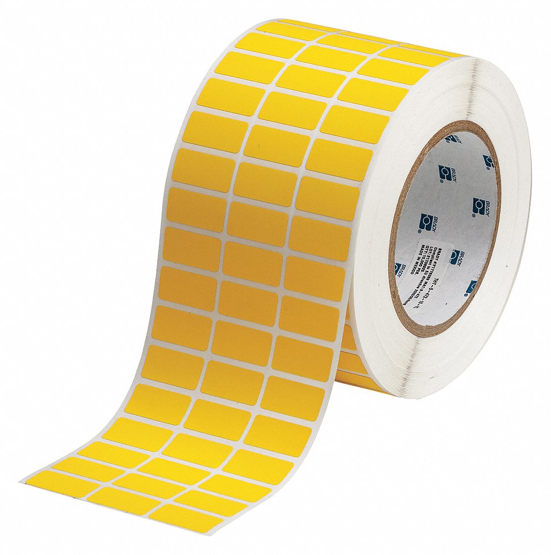 Wraparound Label: 1/2 in x 1 in, Polyimide, Black on Yellow, For 28 AWG to 20 AWG Wire Gauge