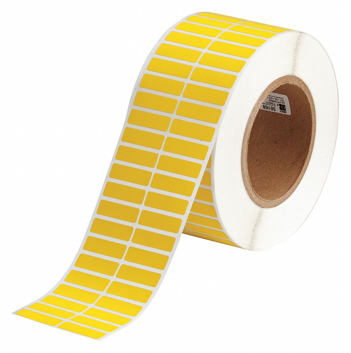 Wraparound Label: 3/8 in x 1 1/4 in, Polyvinyl Fluoride, Black on Yellow