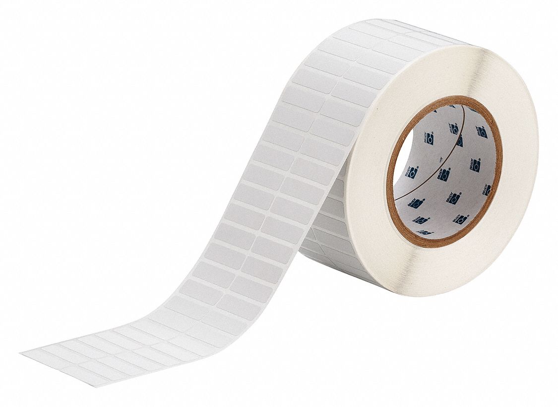 Wraparound Label: 3/8 in x 1 1/4 in, Polyvinyl Fluoride, Black on White