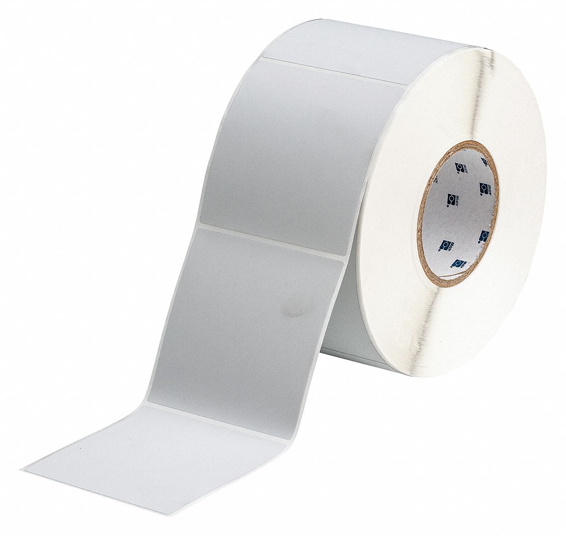 Pre-Cut Label Stock Roll: 4 in x 4 in, Rubber, Aggressive Adhesive/Permanent Adhesive, 1, 000 Labels