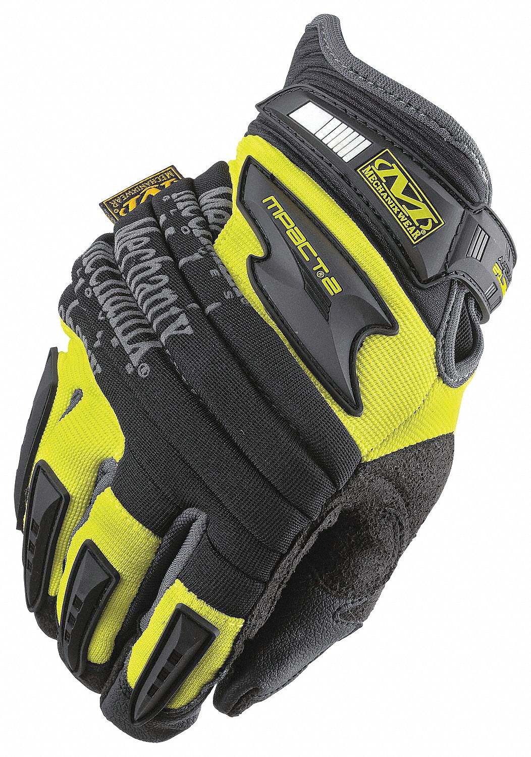 M-PACT 2 MECHANICS GLOVES, M (9) FULL FINGER, HOOK-AND-LOOP CUFF, HI-VIS YELLOW
