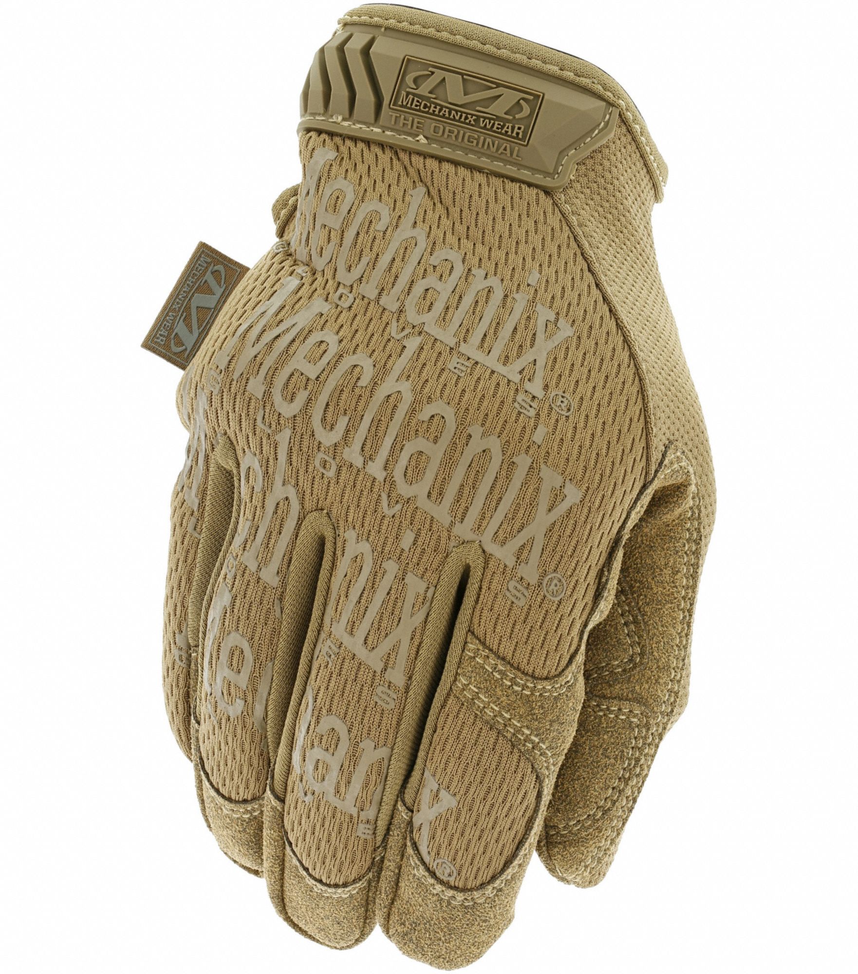Tactical Gloves: M, Tan, Synthetic Leather, Hook-and-Loop, Washable, 1 PR