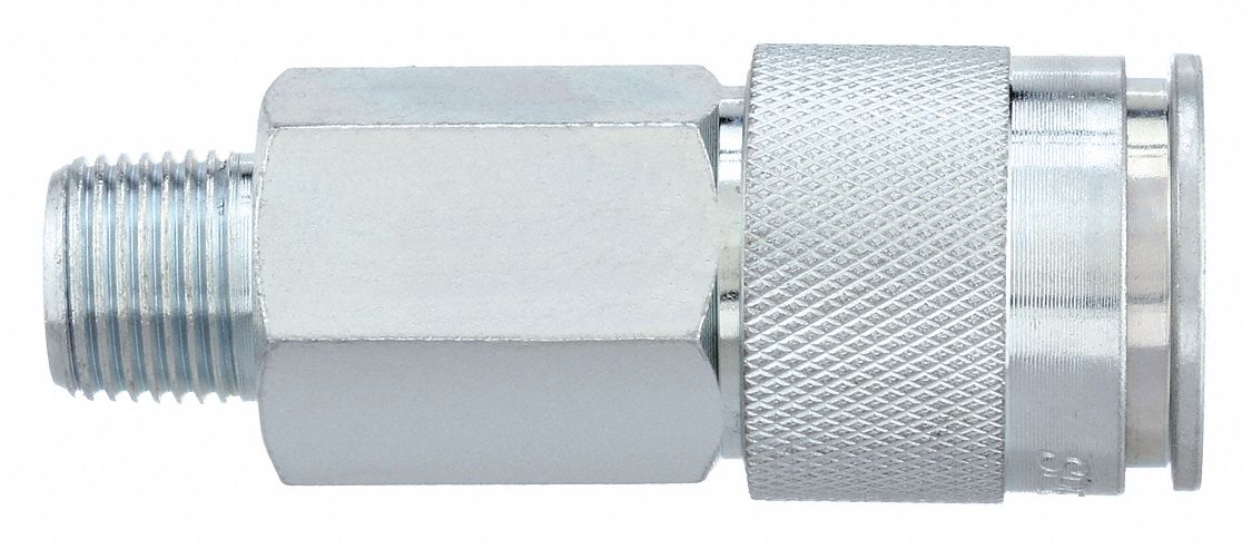 QUICK CONNECT HOSE COUPLING, ⅜ IN BODY SIZE, ⅜ IN HOSE FITTING SIZE, PUSH-TO-CONNECT
