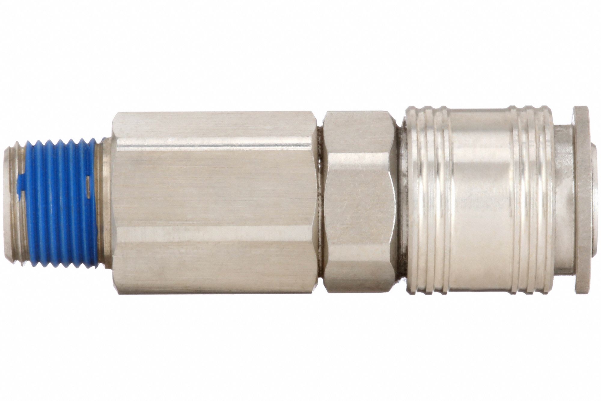 QUICK CONNECT HOSE COUPLING, ¼ IN BODY SIZE, ⅜ IN HOSE FITTING SIZE, PUSH-TO-CONNECT