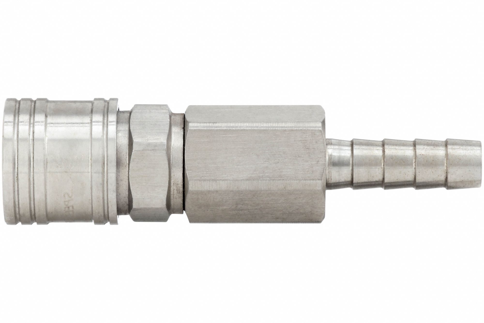 QUICK CONNECT HOSE COUPLING, ¼ IN BODY SIZE, ⅜ IN HOSE FITTING SIZE, PUSH-TO-CONNECT