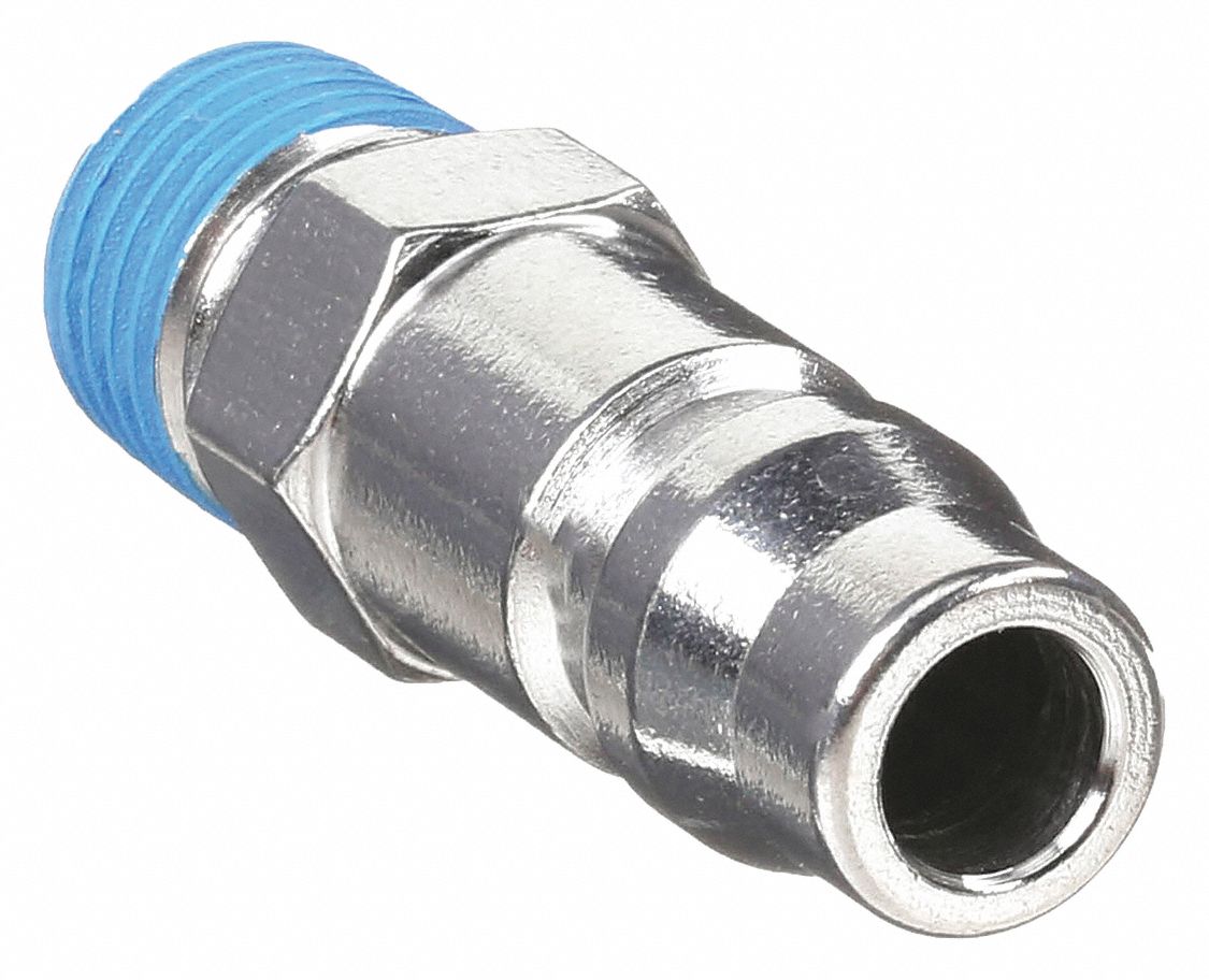 QUICK CONNECT HOSE COUPLING, ¼ IN BODY SIZE, ⅜ IN HOSE FITTING SIZE, MNPT, PLUG