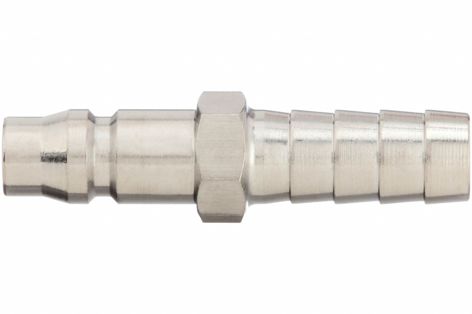 QUICK CONNECT HOSE COUPLING, ¼ IN BODY SIZE, ⅜ IN HOSE FITTING SIZE, MALE HOSE BARB