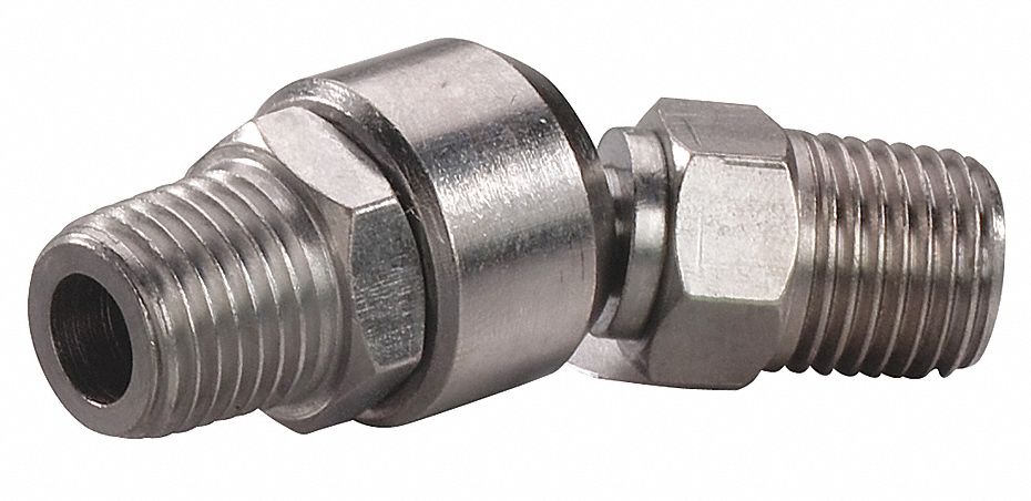 SWIVEL CONNECTOR, STEEL, CHROME-PLATED ML08 STEEL, ¼ IN MALE NPT INLET, ¼ IN MALE NPT OUTLET