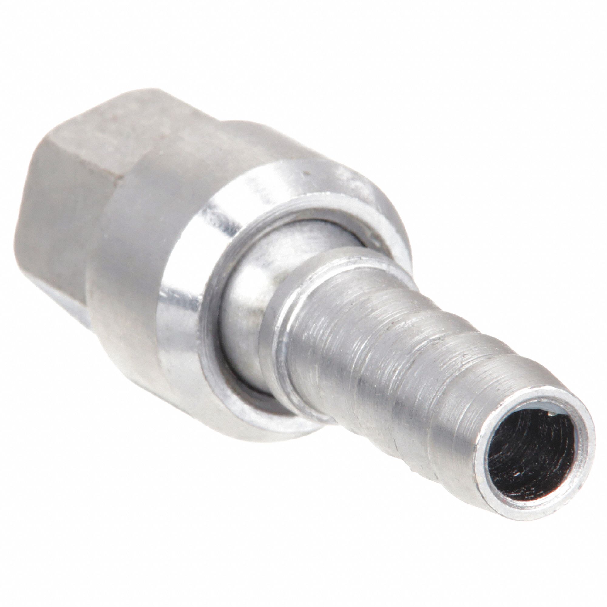 SWIVEL CONNECTOR, STEEL, CHROME-PLATED ML08 STEEL, ¼ IN FEMALE NPT INLET, ⅜ IN HOSE BARB OUTLET