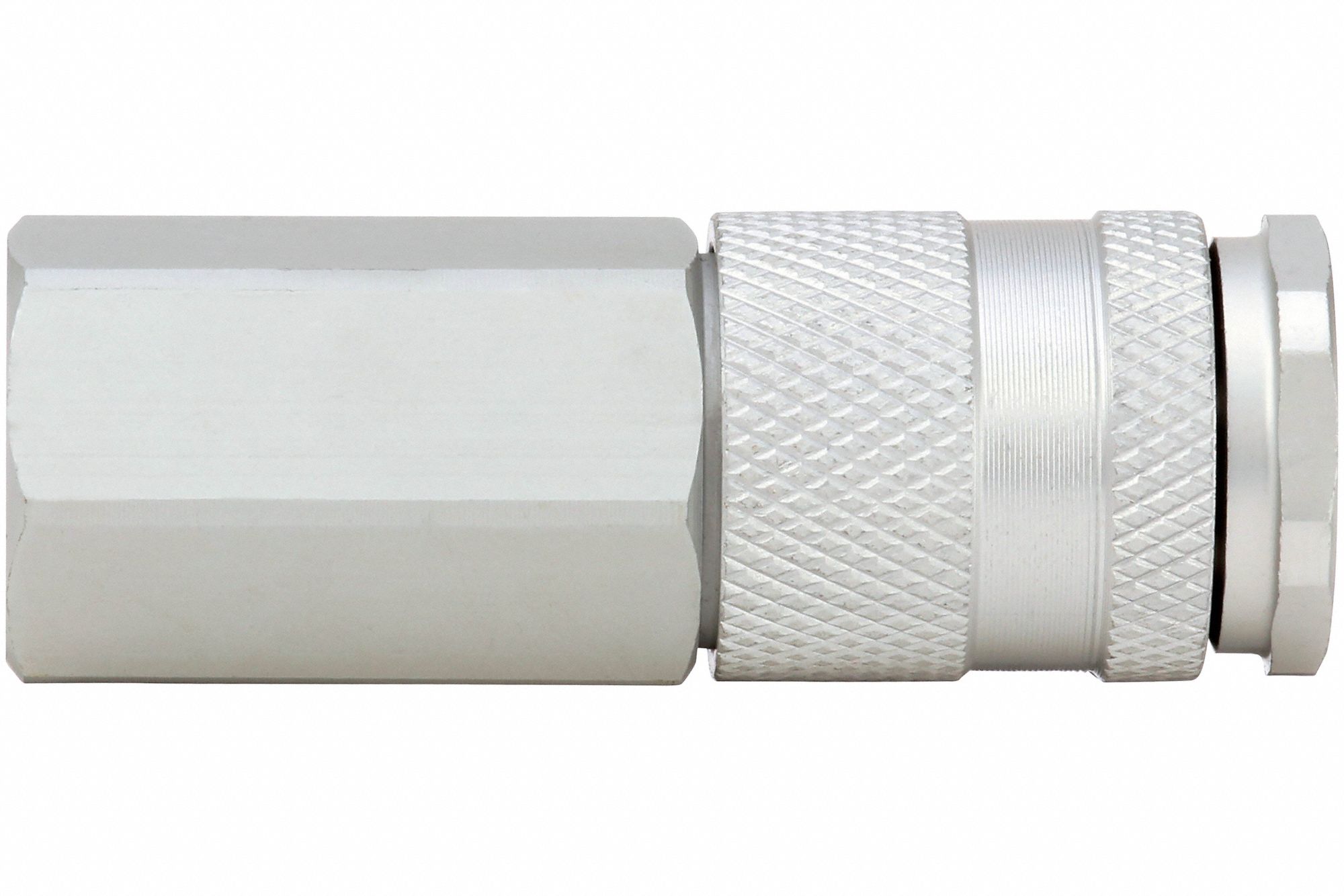 QUICK CONNECT HOSE COUPLING, ¼ IN BODY SIZE, ⅜ IN HOSE FITTING SIZE, PUSH-TO-CONNECT