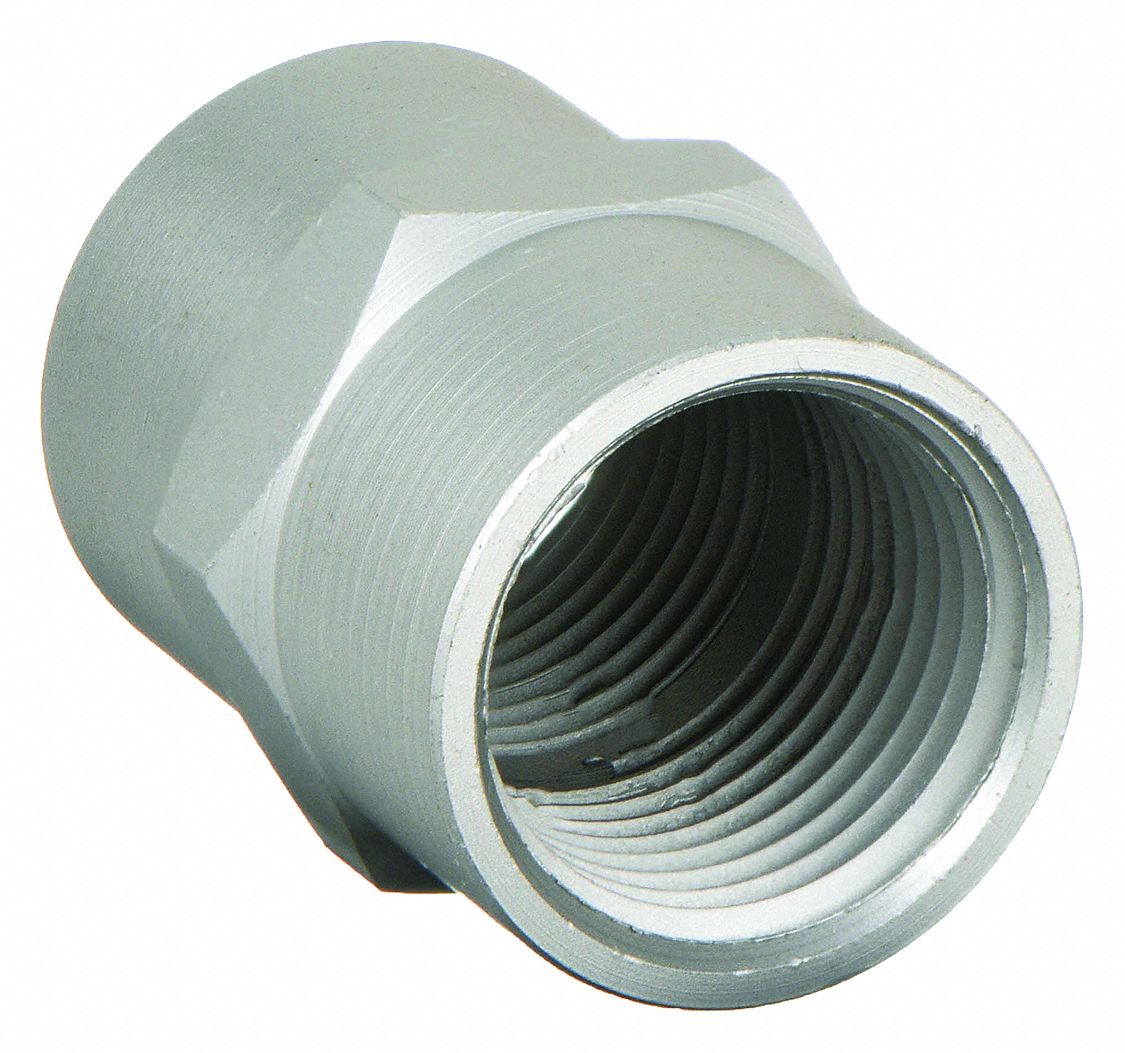 Aluminum, 3/8 in x 3/8 in Fitting Pipe Size, Pipe Coupling 30E650