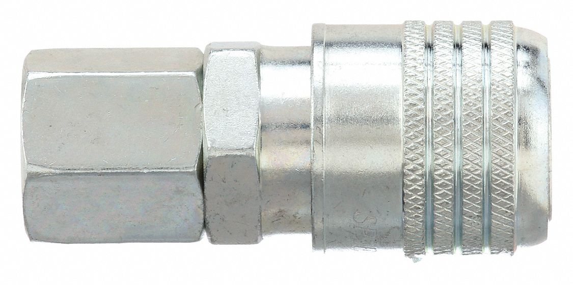 QUICK CONNECT HOSE COUPLING, ¼ IN BODY SIZE, ⅜ IN HOSE FITTING SIZE, SLEEVE, FNPT