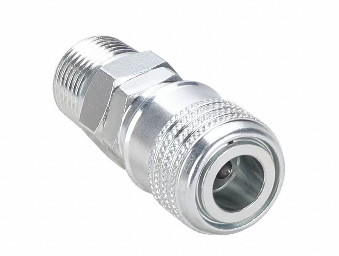 Quick Connect Hose Coupling: 1/4 in Body Size, 1/2 in Hose Fitting Size, Sleeve, MNPT