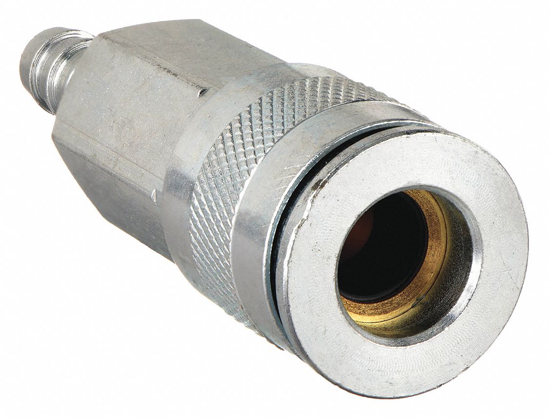 QUICK CONNECT HOSE COUPLING, ¼ IN BODY SIZE, ⅜ IN HOSE FITTING SIZE, PUSH-TO-CONNECT