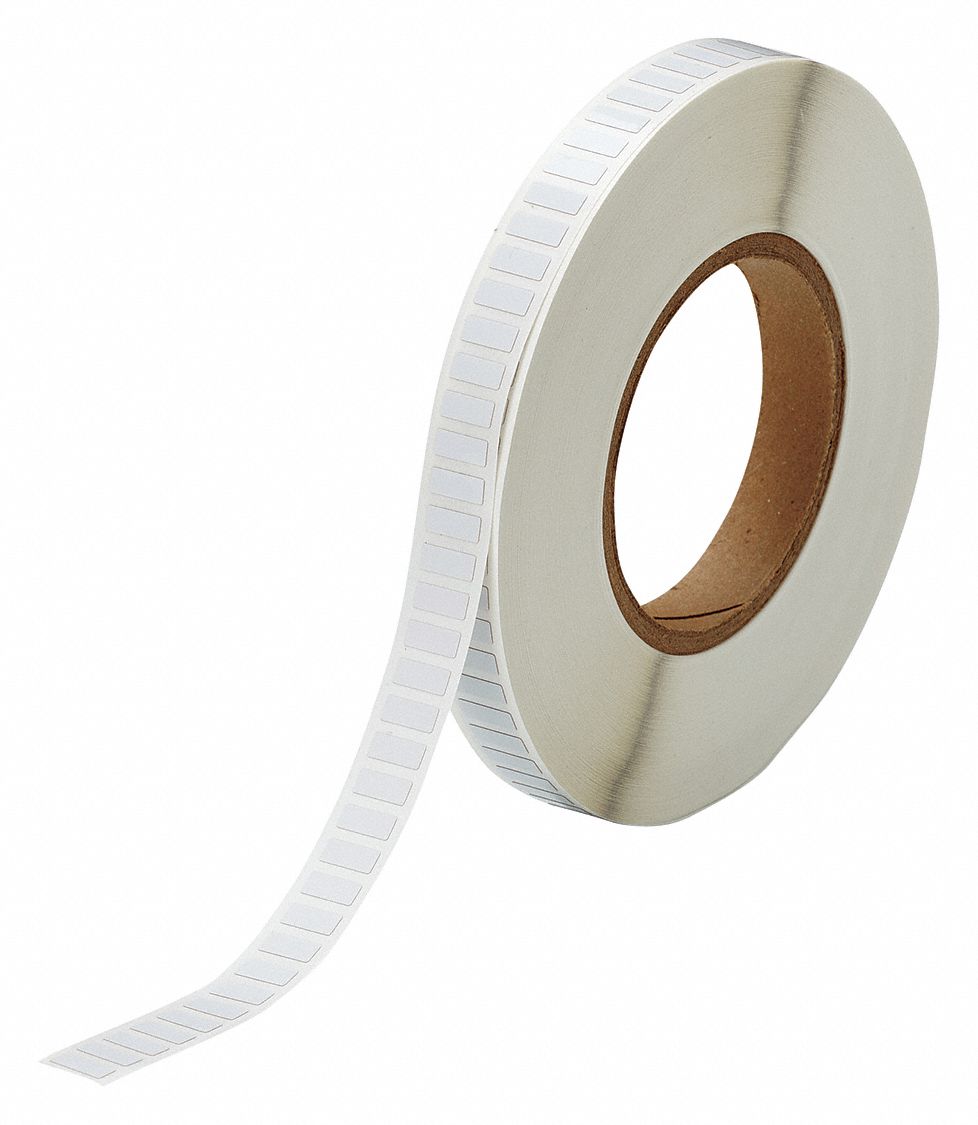 Pre-Cut Label Stock Roll: 13/64 in x 1/2 in, 13/64 in, Polyimide, White (Gloss), -94°F to 572°F