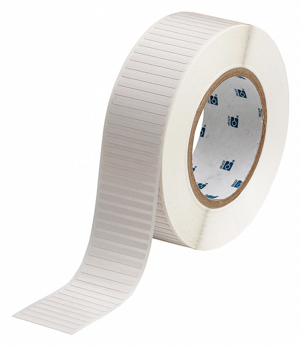 Pre-Cut Label Stock Roll: 1/8 in x 1 1/2 in, 1/8 in, Polyimide, White (Matte), -94°F to 572°F