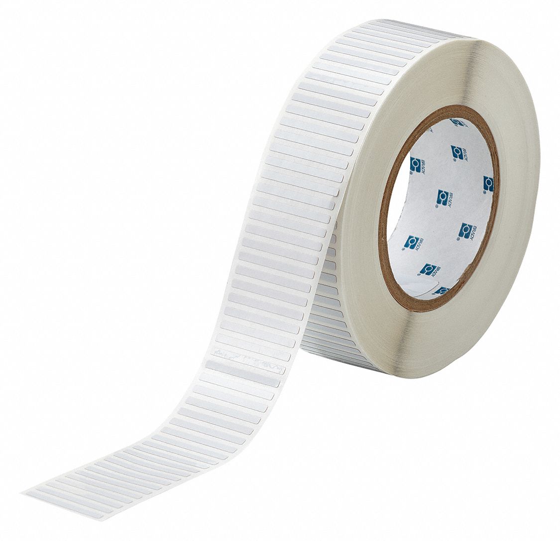 Pre-Cut Label Stock Roll: 1/8 in x 1 1/2 in, 1/8 in, Polyimide, White (Gloss), -94°F to 572°F