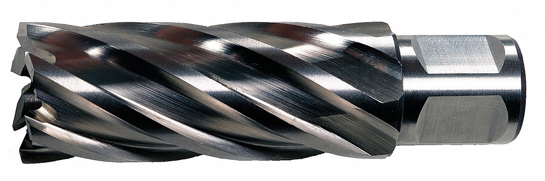 Annular Cutter: 1 1/16 in Cutter Dia, 3 in Max Cutting Dp, Bright, High Speed Steel