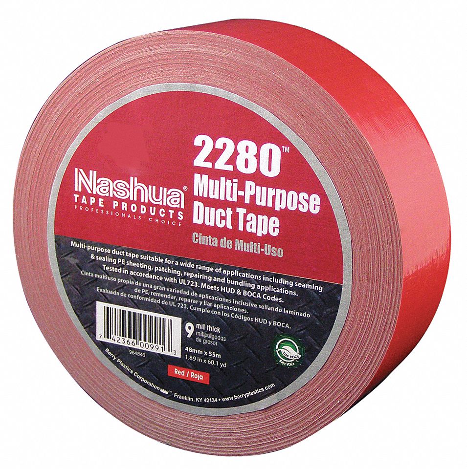 DUCT TAPE, 2280, STANDARD DUTY, 1⅞ IN X 60 YARD, RED 9 MIL THICK