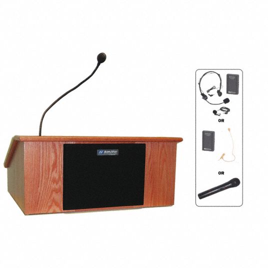 AMPLIVOX SOUND SYSTEMS Lectern Sound System, Tabletop, Mahogany, Solid
