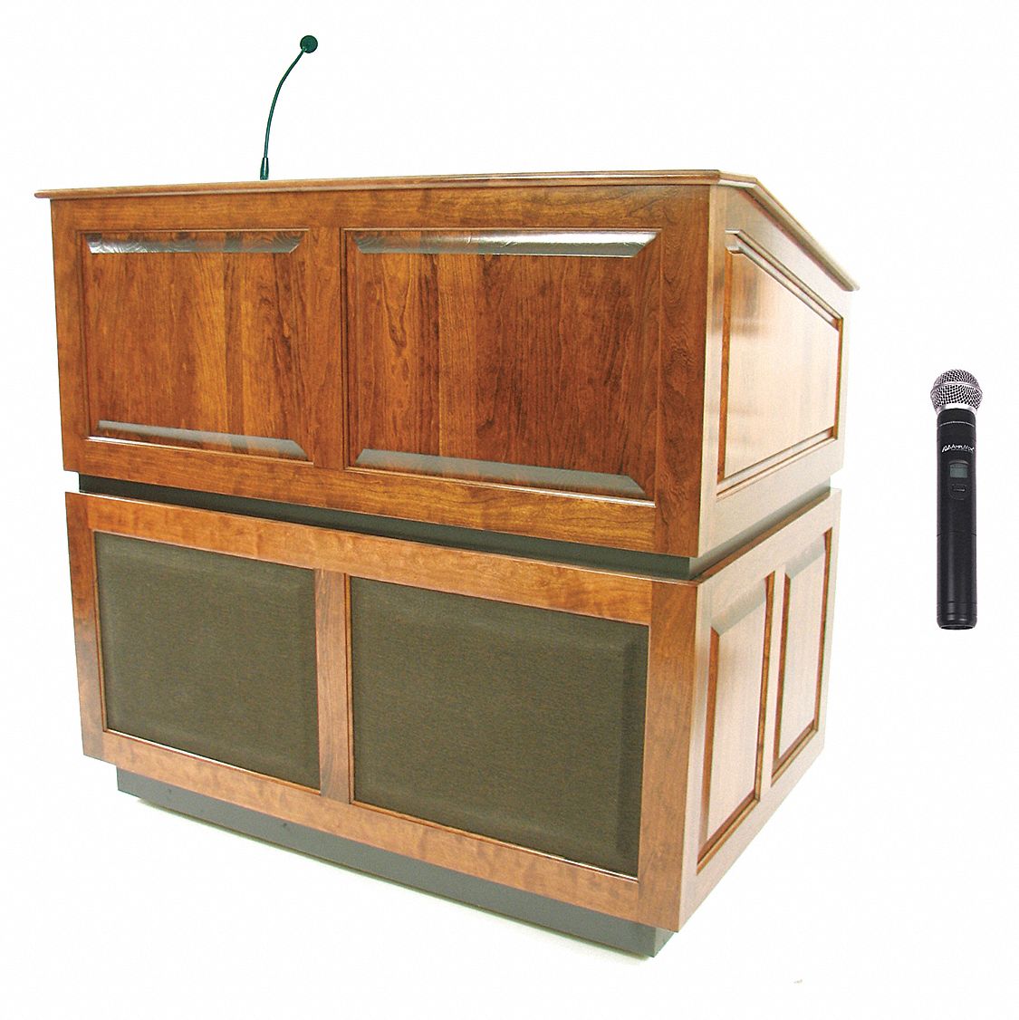 AMPLIVOX SOUND SYSTEMS Lectern Sound System, Floor, Oak, Solid